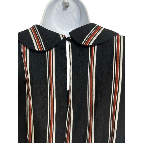 June & Hudson Striped Jumpsuit Womens Size S Black Belted Zip Side - Picture 5 of 7